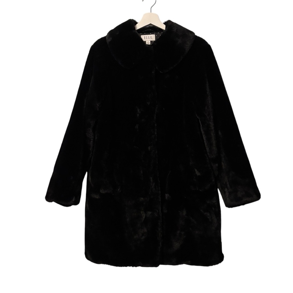 Elle Women's Black Faux Fur Coat Size Small Buttery Soft Warm Cozy Fully Lined